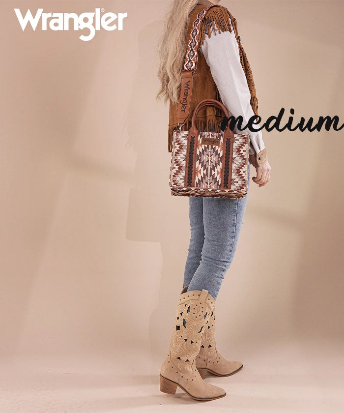 Wrangler Aztec Print Whipstitch Canvas Tote Bag Collection