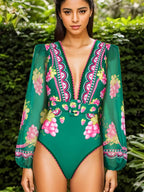 Long Sleeve Short skirt Swimsuit Set