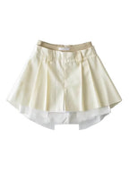 Pleated Frayed Mini Skirt