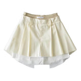 Pleated Frayed Mini Skirt
