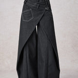 Swinging Symphony Fake Two-Piece Wide-Leg Jeans