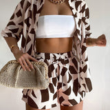 Unique Zebra Print Loose Shirt Shorts Set