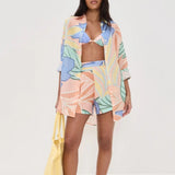 Playa Boyfriend Tropical Leaf Printed Short Set