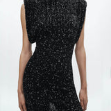 Shoulder Pads Sequin Dress