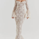 Vintage Cream Lace Maxi Dress