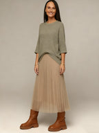 Sleeveless Mesh Dress & Oversized Knit Top Set