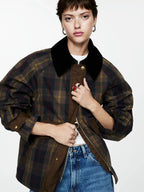 Plaid Straight-Cut Women's Jacket