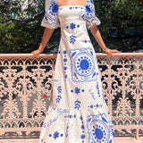 Vacation Puff Sleeve Midi Dress