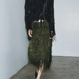 Fringed Sequin Skirt