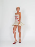 Cream & Red Polka Dot Lace Mini Dress