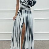 Shiloh - Elegant Striped One Shoulder Maxi Dress