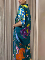 Unique Print Elastic Waist Pocketed Wide Leg Pants Set
