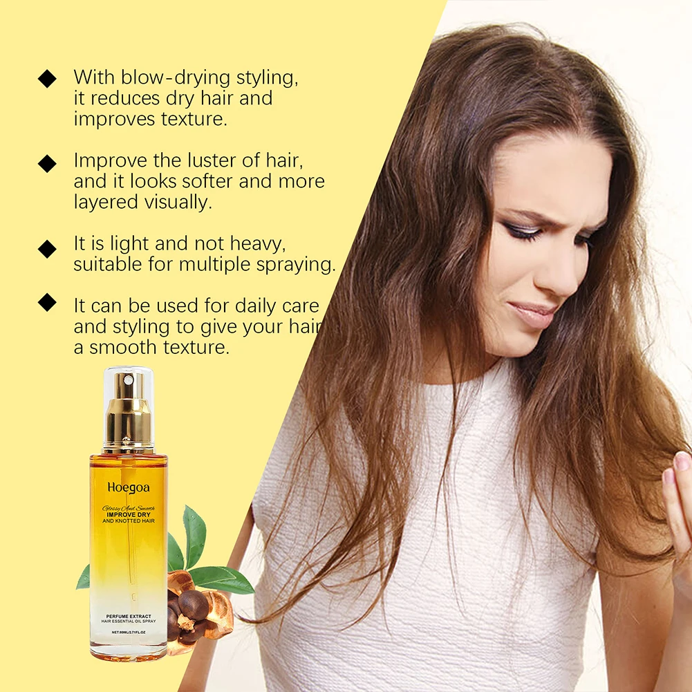 Hoegoa 80ml Conditioning Oil Spray Scalp & Hair Strengthener Leave-In Conditioner Comforting Shampoo Cleanser