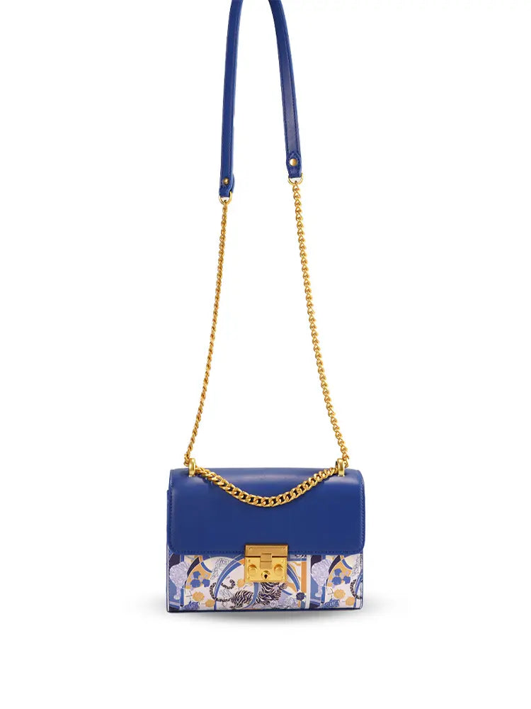 Unique Pattern Brown Top Handle Shoulder Bag