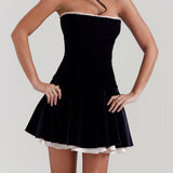 Black Velvet Strapless Dress