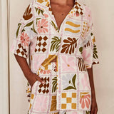 Sophisticated Loose-Fitting Unique Printed Two-Pieces Set