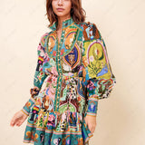 Casual Graffiti Evergreen Printing Mini Dress
