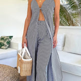 Matching Striped Top & Pants Set