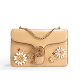 Floral Embroidered Chain Crossbody Shoulder Bag