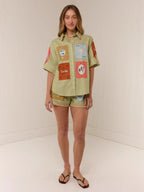 Linen Temperament Shirt&Shorts Set