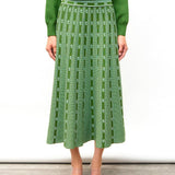 Green Floral Jacquard Skirt