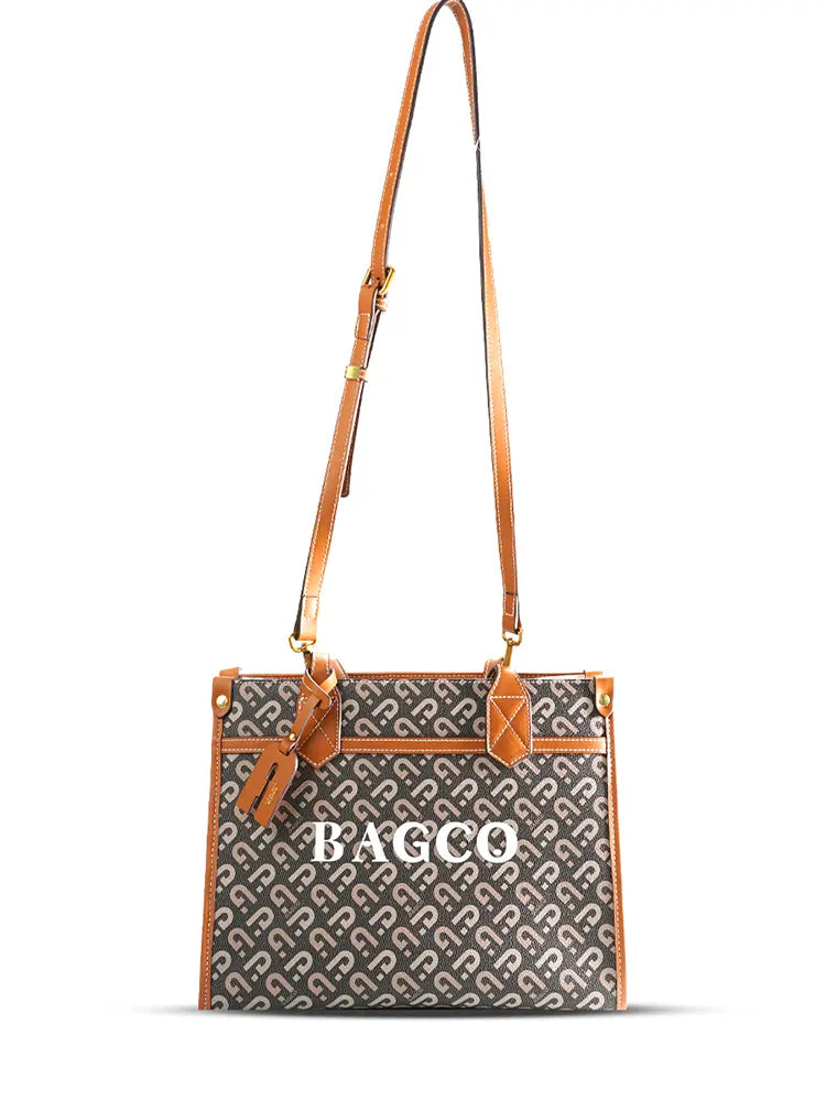 Designer Print Crossbody Tote Handbag