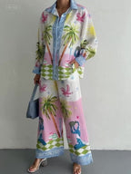 Beach-Inspired Palm Tree Pants Set