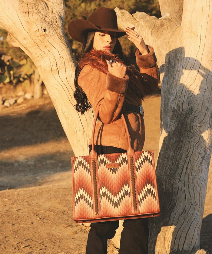 Wrangler Southwestern Pattern Concealed Carry Wide Tote Collection