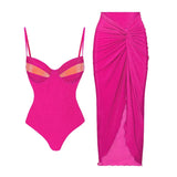 Neon Sexy One-Piece Swimsuit Set