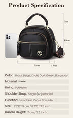 Classic Multifunctional Compartments Adjustable Wide Shoulder Strap Leather Crossbody Bag