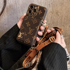 Premium Leather iPhone Case: Integrated Wallet & Detachable Strap