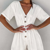 Button Down Linen Cotton Jazz Rompers