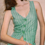 Striped V-Neck Sleeveless Suit Vest Top