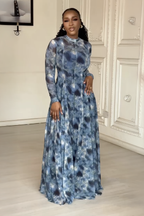 Lyric Dye Blue Abstract Dress