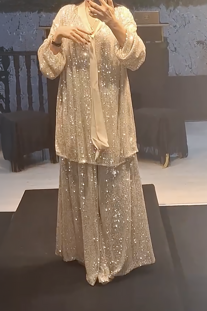 Hampagne Sequin Loose Pants Set