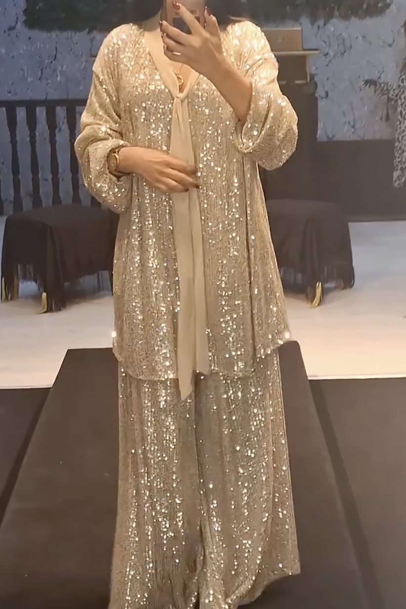 Hampagne Sequin Loose Pants Set