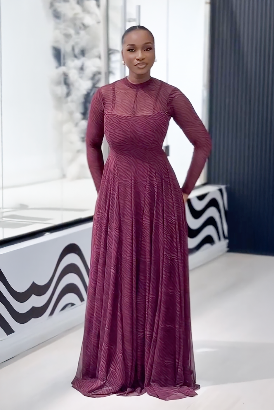 Amethyst Wave Mesh Maxi Dress