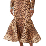 Leopard Panelled Pencil Skirt