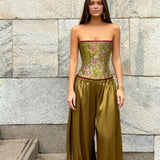 Brocade Corset & Satin Harem Pants Set