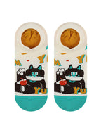 Cartoon Kitty Boat Socks