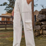 Vintage Elastic Waist Relaxed Fit Denim Cargo Pants