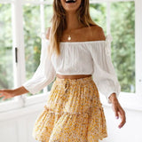 Yellow Floral Withdraw Mini Skirt