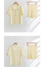 Satin Rose Embroidery Sleepwear Set