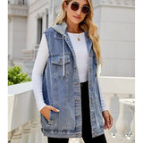 Vintage Detachable Hooded Denim Vest