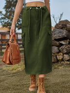 Casual Tie-Waist Denim Skirt