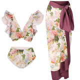 Ruffled Appliqué Sexy Bikini Set