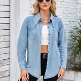 Vintage Washed Pointed Collar Denim Shirt