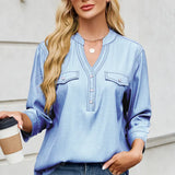 Casual Loose-Fit Lightweight Denim-Look Shirt