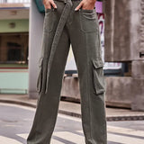 Trendy Urban Hip-Hop Denim Cargo Pants