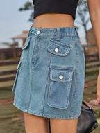 Summer Utility Denim Mini Skirt